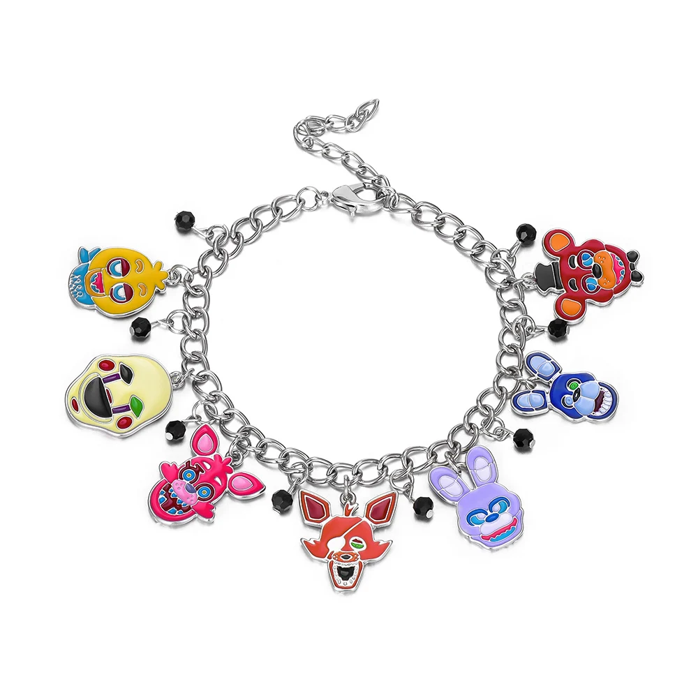 Vintage Silver Charm Bracelet with Multicolor Beads Mixed Pendants Boho Hippie Fashion Jewelry for Women Daily Party Accessory