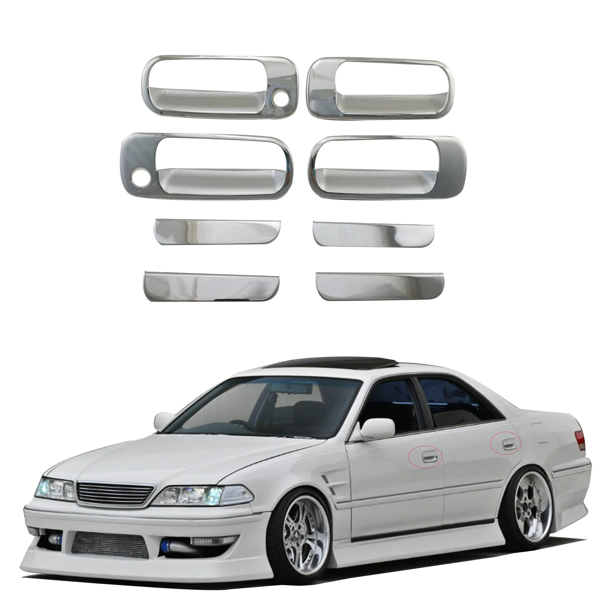 Door Handle & Bowl Covers for Toyota Mark II GX100 Chaser JZX100, Exterior Handle Protective Trim Accessories