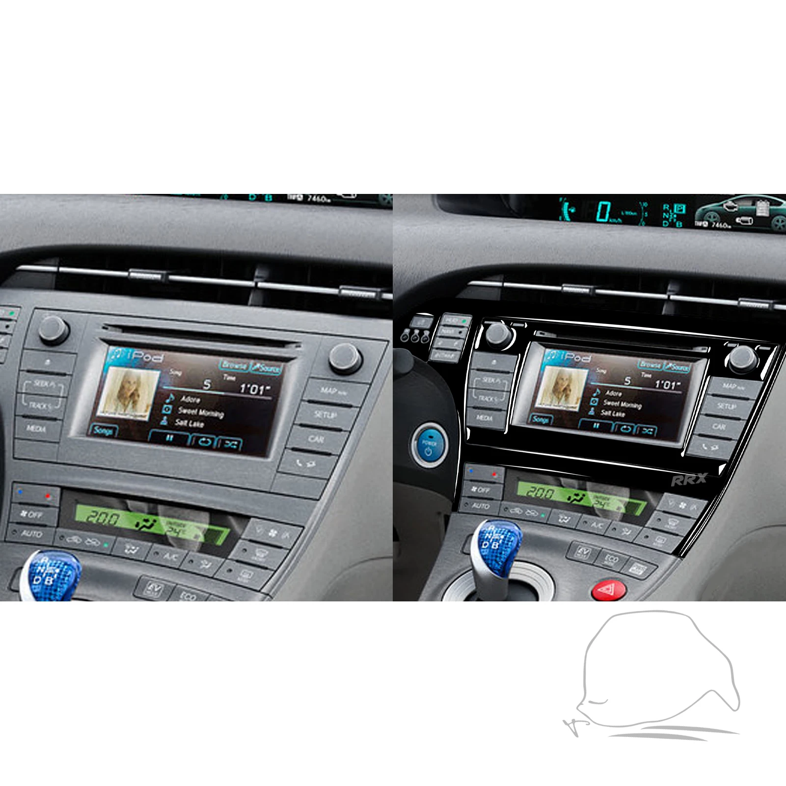 For Toyota Prius 2012 2013 2014 2015 Accessories Car Black Plastic Display Surround Panel Trim Sticker Decoration