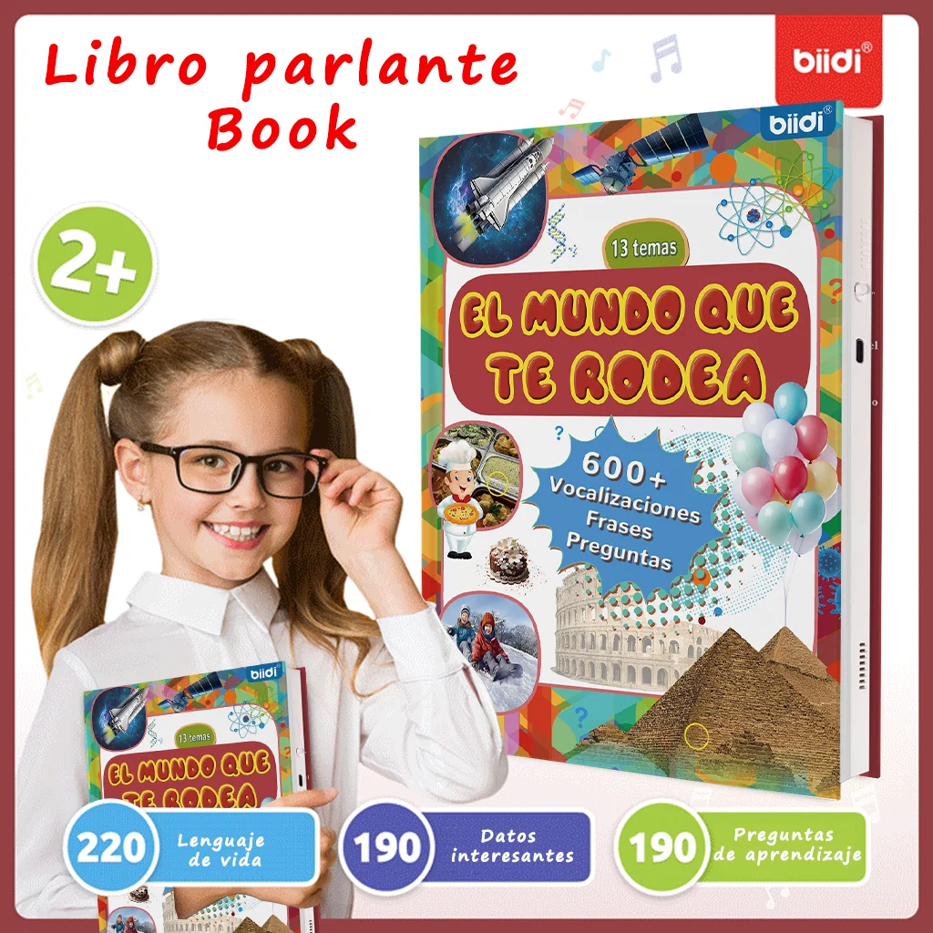 Spanish Enlightenment Early Education Learning Book Children Audio Book Kids Reading Cognitive Book For Christmas Birthday Gifts