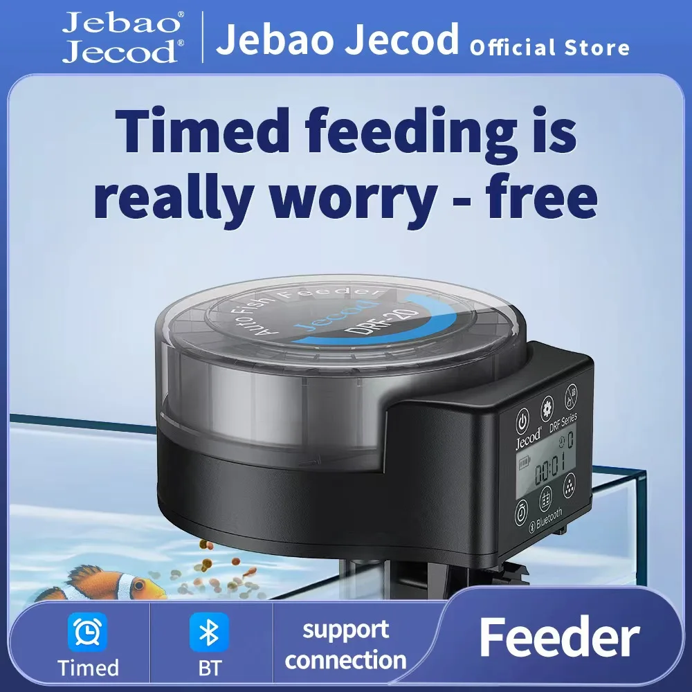 Jebao Jecod New RF Smart Automatic Aquarium Fish Feeder with Digital Timing and BT Control Feeding Function