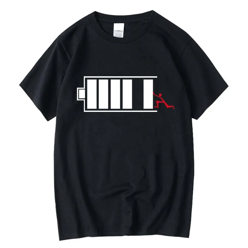 High Quality 100% Cotton Funny Battery XIN  Men's T-shirt Customizable Design Hand-Painted Clothing Fashionable Casual Wear