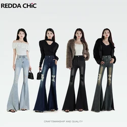 Reddacic-女性のための生エッジフレアジーンズを破壊し、色あせたハイライズパンツ、ストレッチスリムデニム、ブートカットパンツ、ヴィンテージストリートウェア、y2k