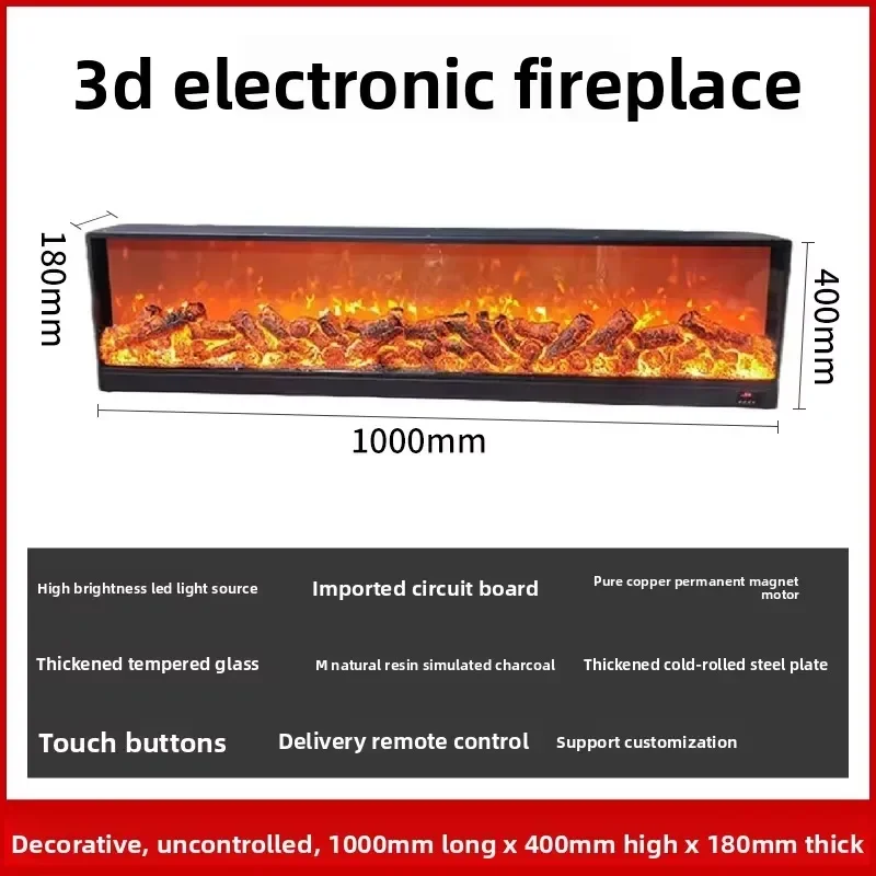 1 MeterLED True Flame 3D Electronic Fireplace Embedded Atmosphere Light TV Cabinet Decorative Heater Indoor Home