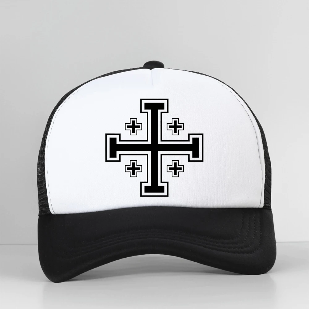 Gorra de béisbol retro con cruz de Jerusalén para hombre, gorra de béisbol con diseño de la Cruz de Jerusalén, regalo creativo cristiano de la Tierra Santa, gorra estilo casquette