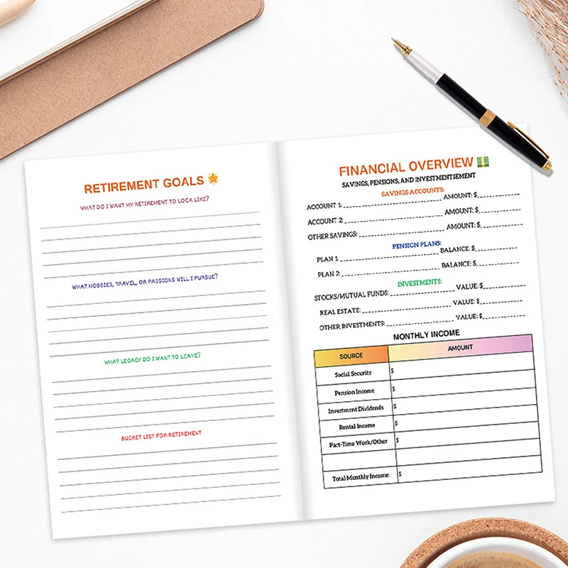 كتاب خطة الحياة التقاعد مخطط التقاعد DIY كتاب التقاعد كتاب الخطة المالية الشهرية