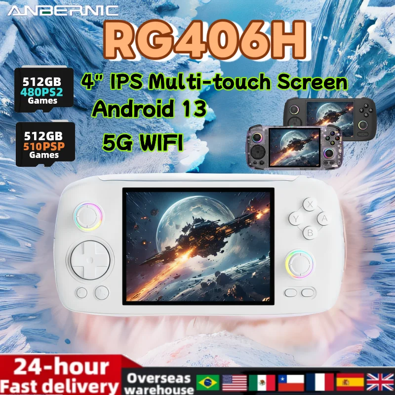 ANBERNIC RG 406H Handheld Game Console 4.0 Inch IPS Touch Screen Android 13 RG406H Retro Video Games Player Support FOTA Update