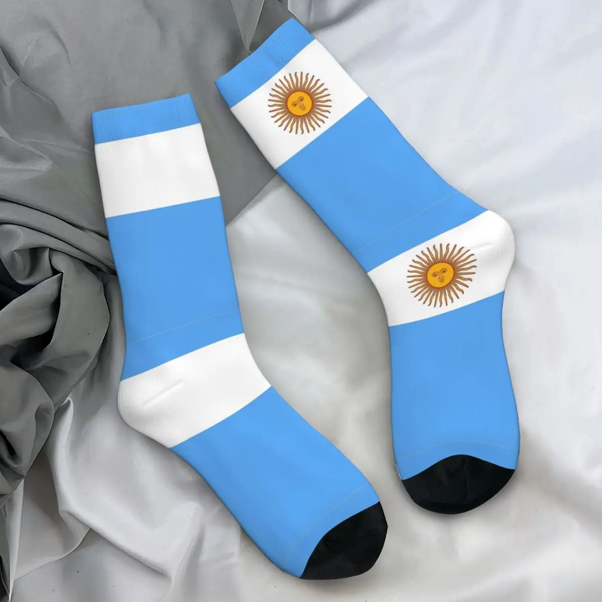 

Argentinian Flag Socks Argentina Flag Vintage Stockings Autumn Anti Sweat Unisex Men Socks Breathable Printed Cycling Socks