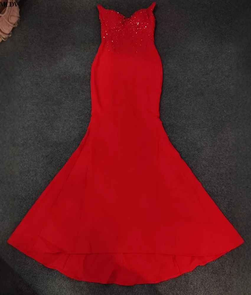 تخصيص كلاسيكي جيرسي حورية البحر كريستال الديكور مساء اللباس جودة عالية الحبيب أكمام الطابق طول الحفلة الراقصة