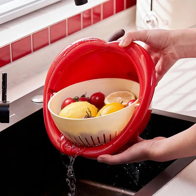 [E] Cute Fruit-shaped Drain Basket, Fruit Washing Basin, Drain Basket, Thickened Vegetable Drain Basket For Kitchen