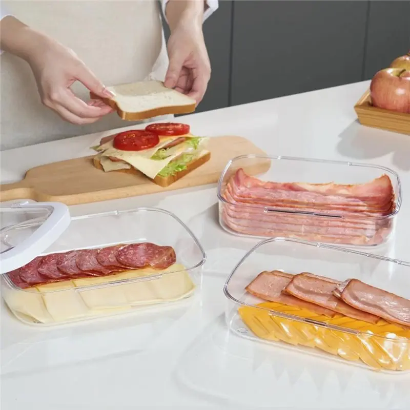 AB34-For Lunch Meat Storage Compatible 3 Pcs For Fridge Meat Containers With Airtight Lids, Stackable Refrigerator Organizer