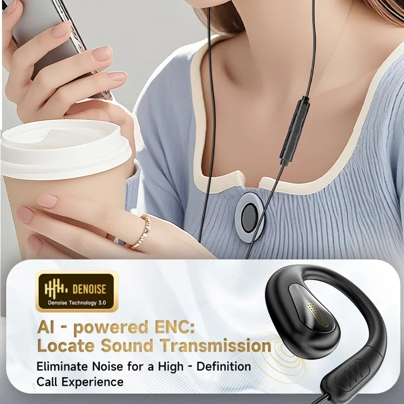 Cuffie da gioco sportive a orecchio aperto cablato Cuffie da 3,5 mm Type-C non intrauricolari Auricolari musicali con suono Hi-Fi con microfono ENC per chiamate chiare