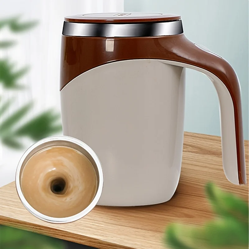 Self-Mixing Coffee Tumbler - USB Rechargeable,  Stirring, Stainless Steel, Perfect For Home, Office, And Travel