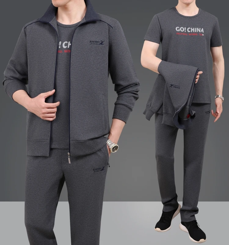 

Middle-Aged And ly Men's Sportswear Set Casual Long-Sve Sweatirt And Pants Tee-Piece Suite for Spring And Autumn