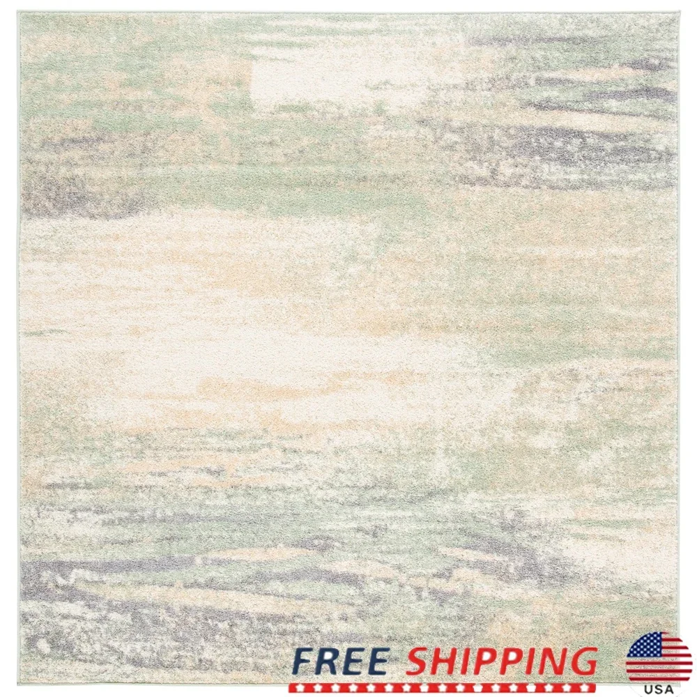 

Adirondack Area Rug Square Abstract Design Easy Care Power Loomed Stain Resistant Indoor Rug Living Room Bedroom Dining Room