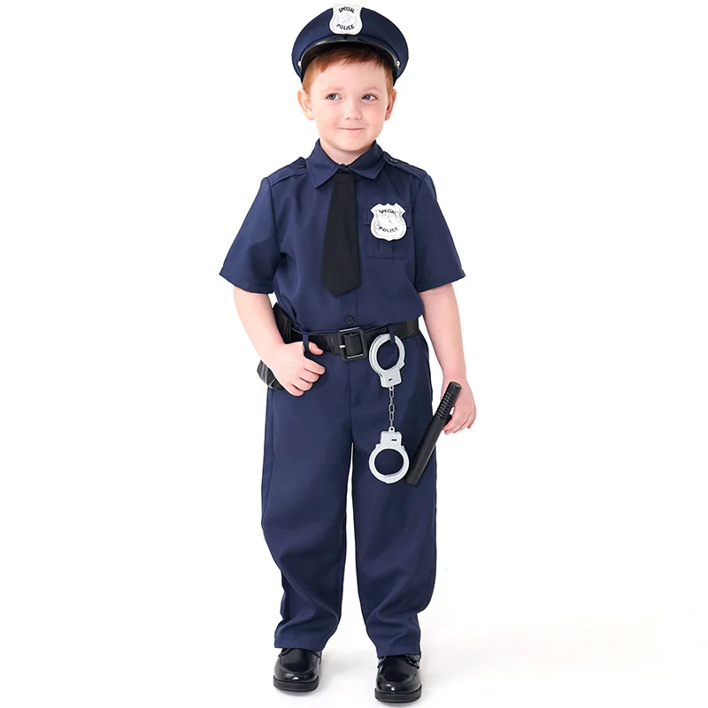 Kinder Jungen Polizei Cosplay Kostüme Kinder Polizei Spiels ets Halloween Weihnachts feier Kleidung