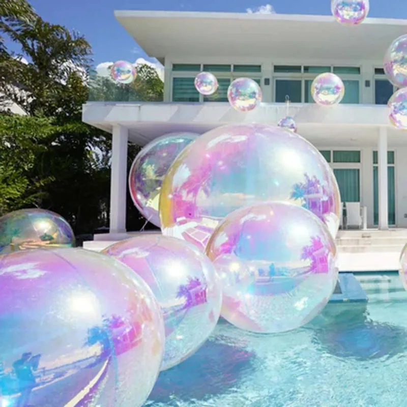 

Airtight Silver Gold Iridescent Large Shiny PVC Reflective Mirror Sphere Ball Inflatable Rainbow Hanging Balloons