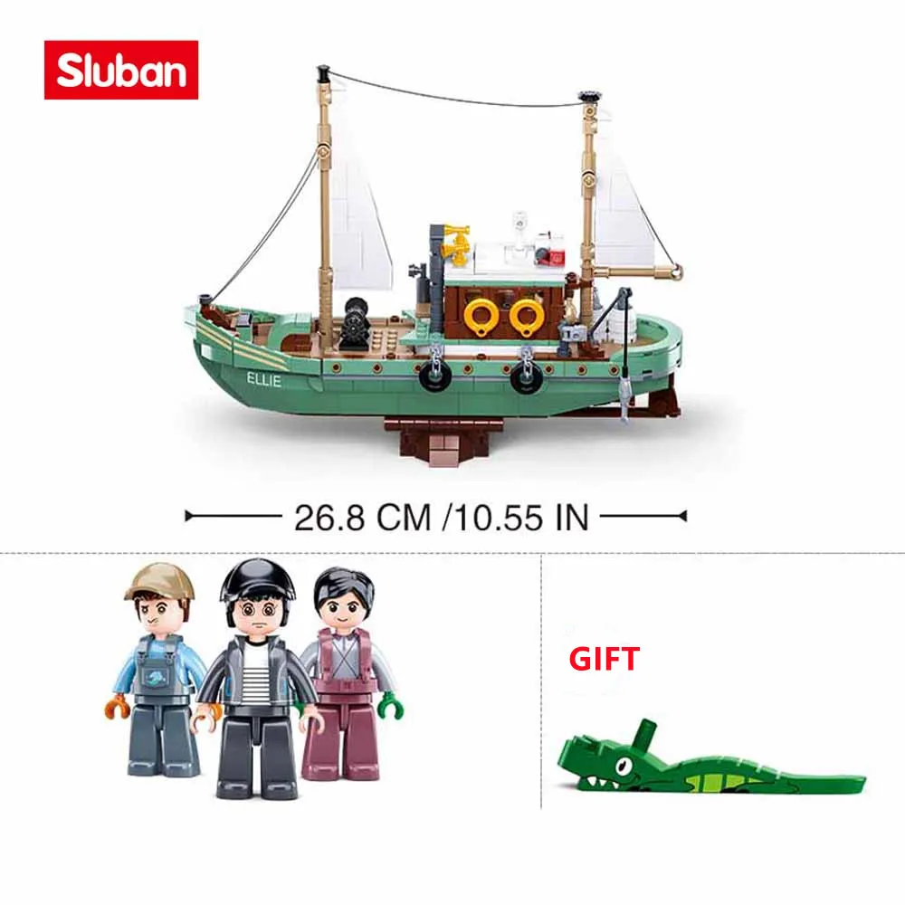 Sluban Building Block Toys Fishing Boat 610PCS Model Bricks B1119 Sailing Ship Educational Toys Compatbile With Leading Brands