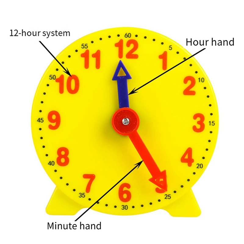 4 Inch Student Learning Clock Time Model 12/24 Hour School Learning Tools Two-Hand Linkage Clock Model