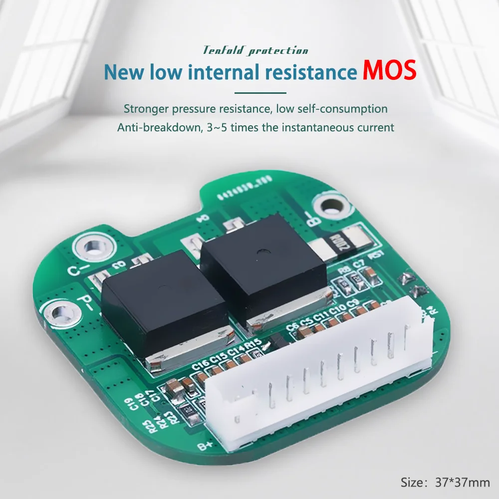 Bisida 10S 36V 15A BMS Split ports With temperature control For Scooter lithium 18650 Battery pack 37*37mm