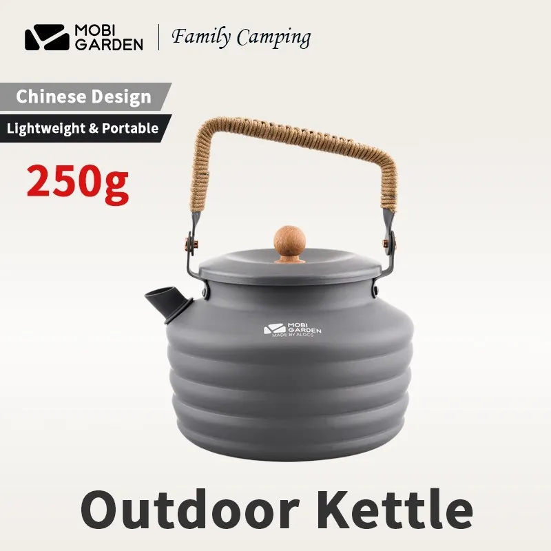 

MOBI GARDEN Outdoor Water Kettle Portable 1.3L High-Capacity Family Aluminum Alloy Teapot Coffee Pot Mouth Bottle Lightweight