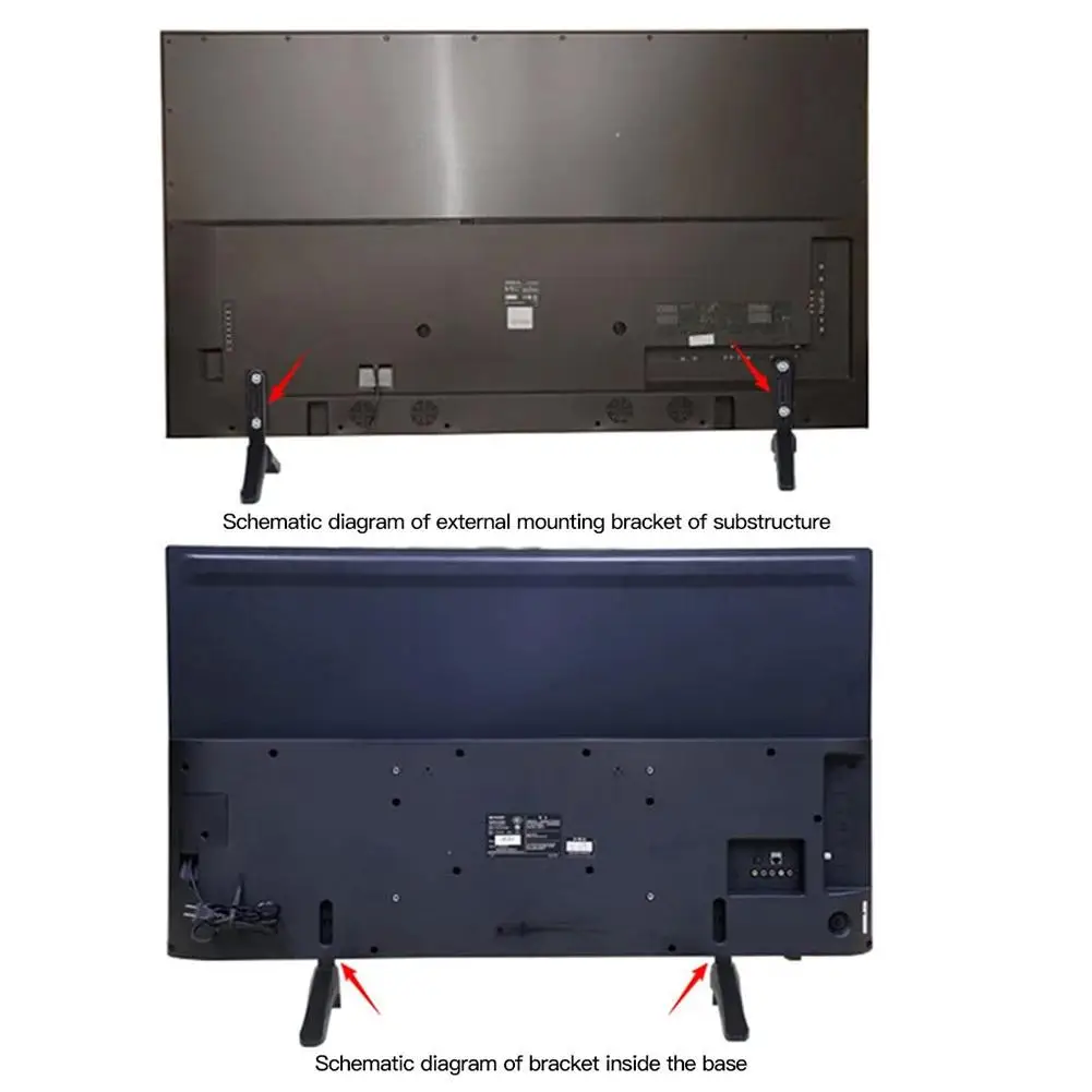 حامل تلفزيون على الطاولة لشاشة LCD LED بلازما مسطحة، حامل أرجل تلفزيون، قاعدة تلفزيون قابلة للتعديل، لا يتطلب ثقب ثلاثي القوائم
