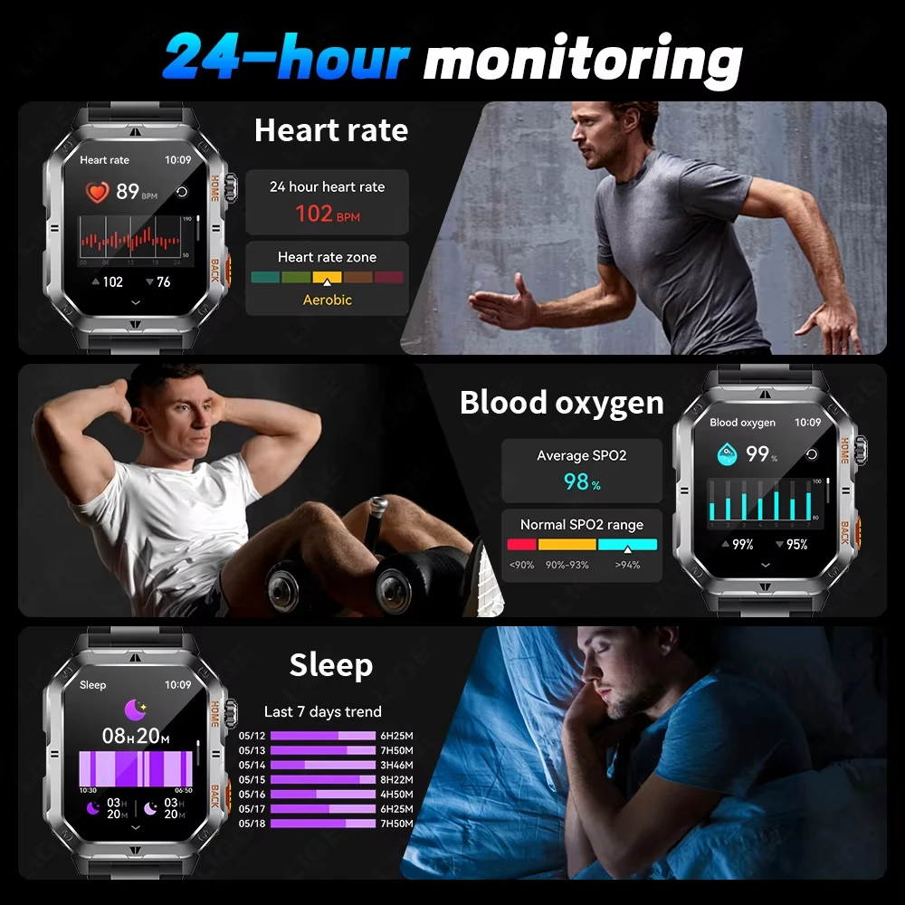 2025 nuevo reloj inteligente GPS militar resistente para hombres para Xiaomi Bluetooth llamada monitoreo de salud AI voz deportes relojes inteligentes impermeables