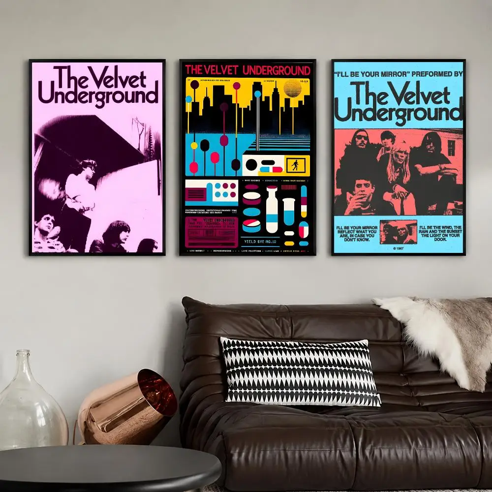 Classic Rock Band V-Velvet Underground Poster Wall Art Stickers Print for Bedroom Living Room Dorm Modern Decor Gift