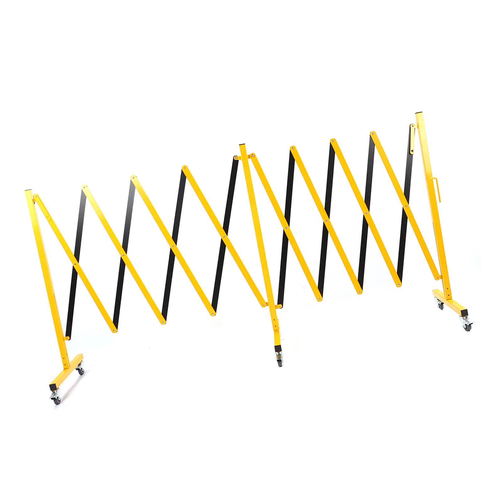 5m Expandable Metal Barricade Iron Column Mesh Reflective Portable Traffic Fence with Locking Coasters Safety Barricade