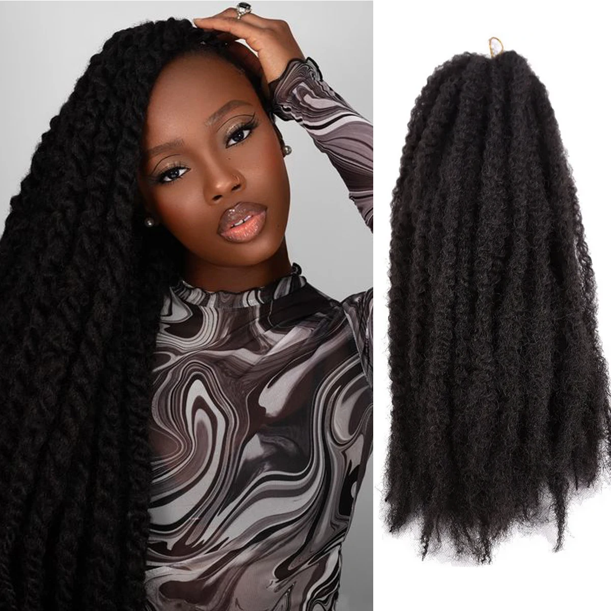 

Marley Meche Afro Kinky Braiding Hair 18inch 100g 30 Strands/Pack Synthetic Crochet Marly Twist Braids Hair Extensions For Women