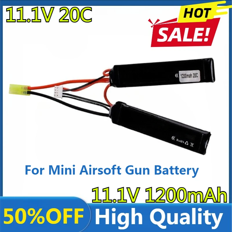 

New High Quality Replaceable RC Lipo Battery 11.1V 1200MAH 20C 2 Cell AKKU Mini Airsoft Gun Battery RC Model