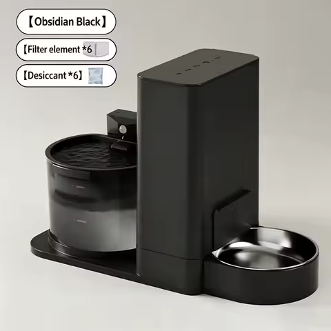 Dispensador Automático de Ração e Água 2 em 1 para Animais de Estimação, Sem Fio, Dispensador de Ração de 3,3L e Bebedouro de Água por Gravidade de 2L ﻿ Para Cães e Gatos