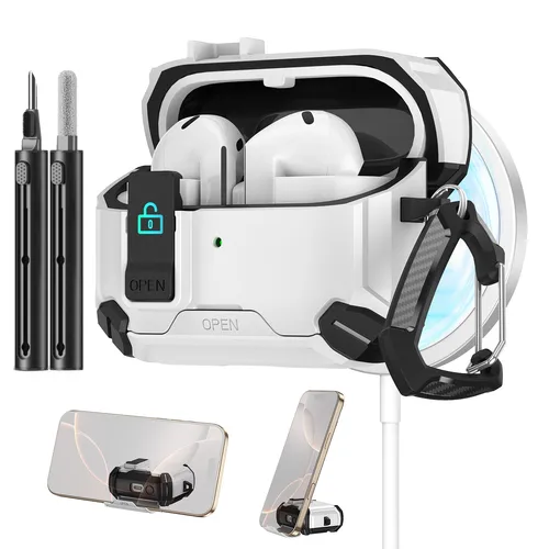 Funda con soporte de teléfono para Samsung Galaxy Buds 3/3Pro, funda con bloqueo seguro y funda protectora MagSafe con Kit de limpieza para Galaxy Buds 3