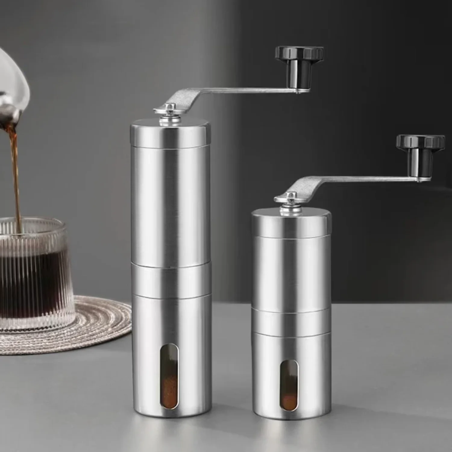 

Stainless Portable Manual Coffee Grinder Hand Coffee Mill with Ceramic Burrs Adjustable Settings Portable Hand Crank Tools