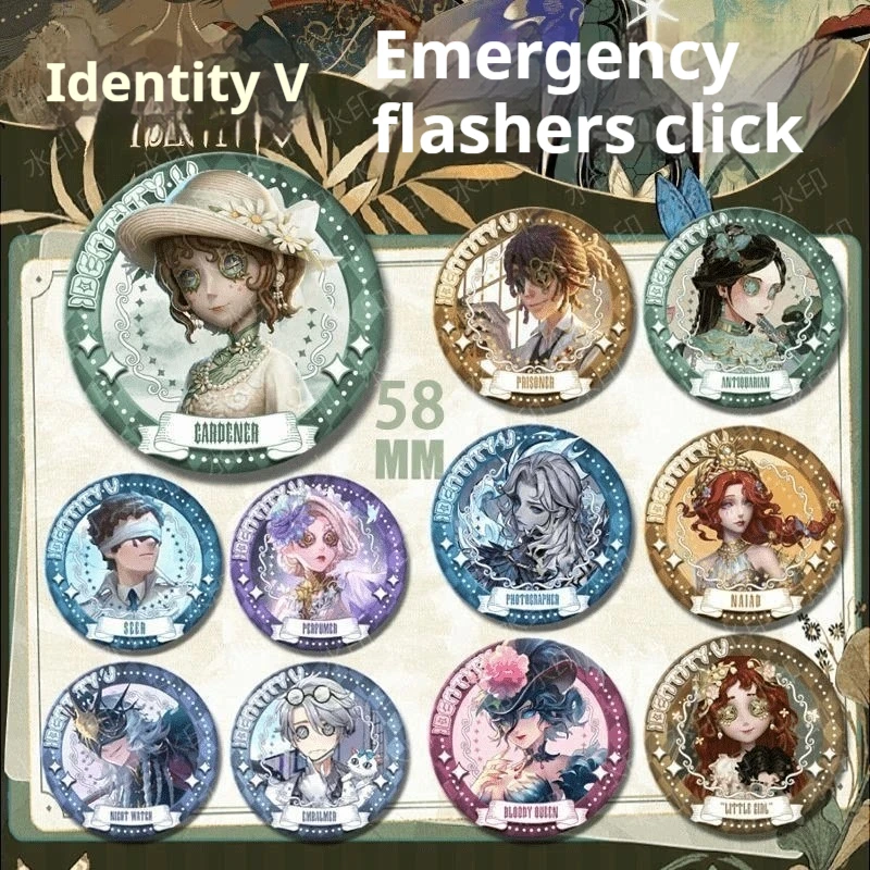 

Значок-брошь Identity V 58 мм с двойным лазерным блеском, для фотографов, игровой аксессуар, декоративный подарок для фанатов аниме и игр