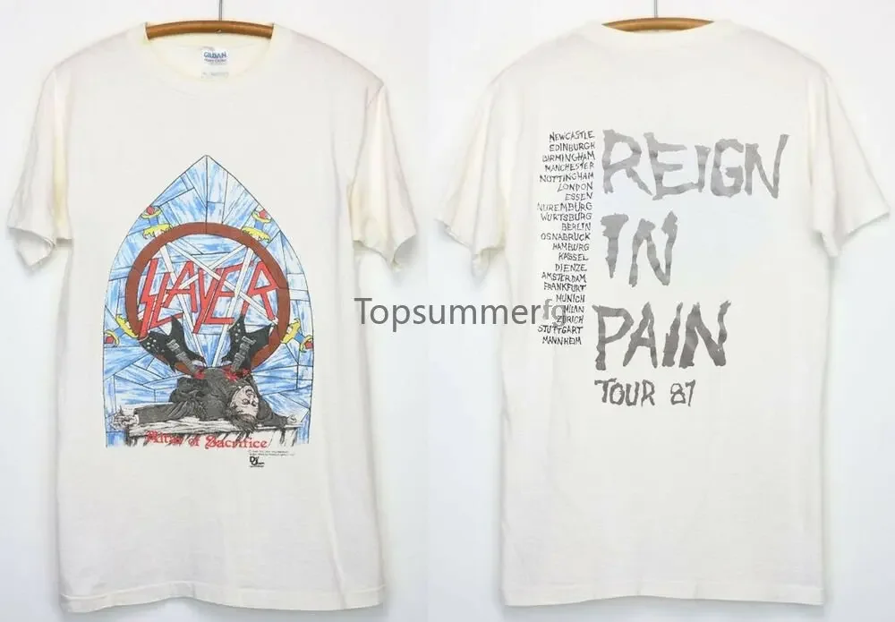 

New Rare!! Slayer Reprint Vintage 1987 Reign In Pain Tour Tee Shirt !!