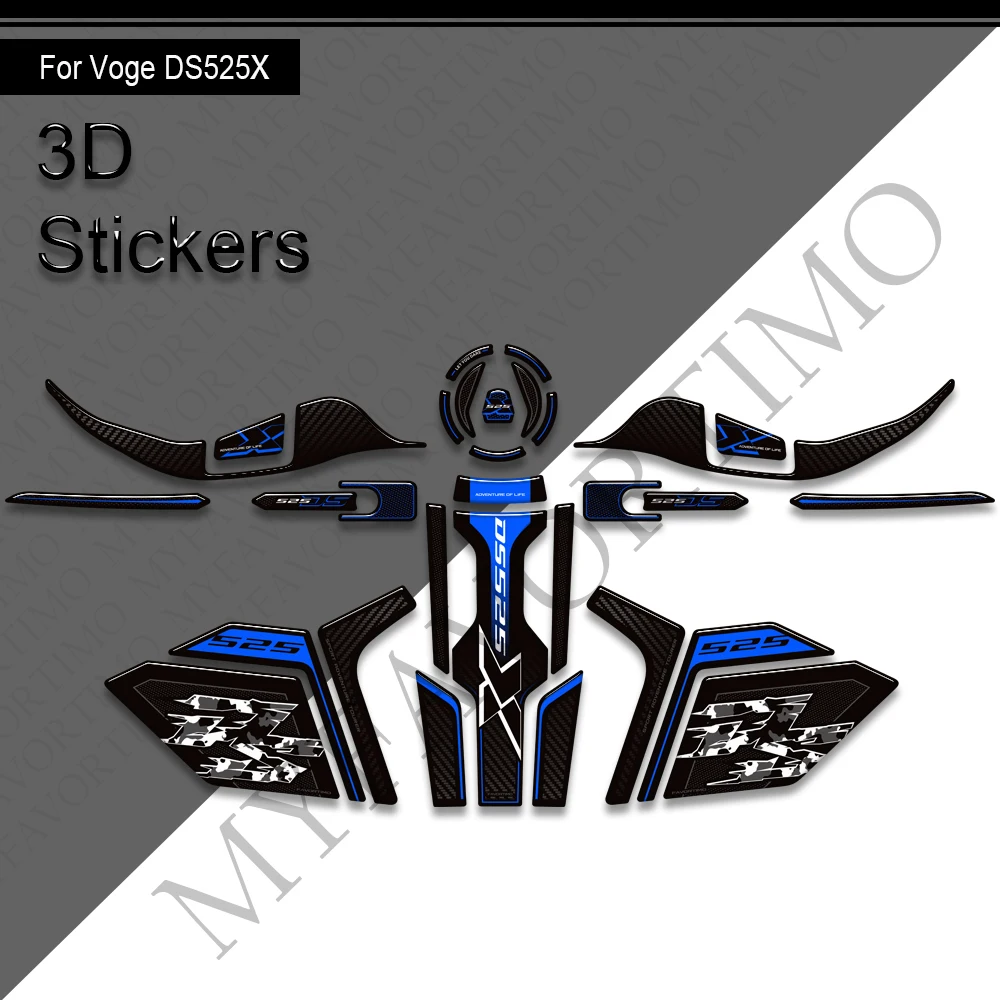 Per VOGE 525 DSX DS525X DS525 X DS 525X Avventura Resina Epossidica Moto Rilievo Del Carro Armato Del Carburante protezione adesivi 3D kit decorativo