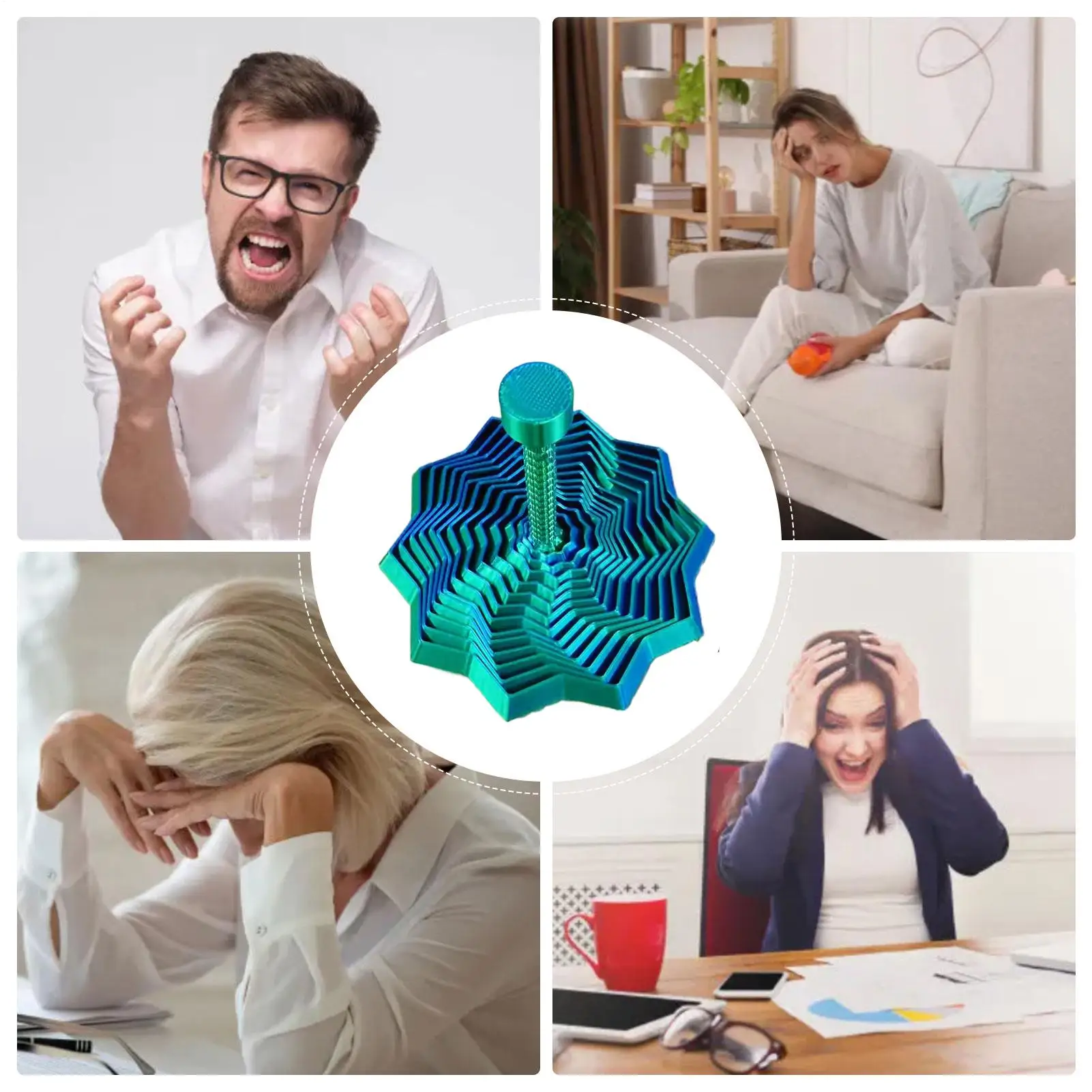 Fidget Toy 3D Printed Spiral Stars Shapes Retractable Sensory Fidget Stars Toy For Men Women Boys Girls Youth Students Desk