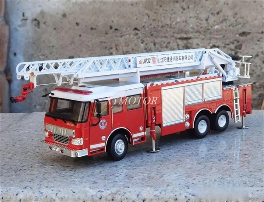 1/43 JIE Tong escalera motor de bomberos JP32 Diecast coche modelo camión juguetes regalos Hobby colección adornos de exhibición