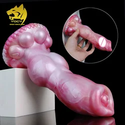 YOCY Realistic Dog Knot Penis Sleeve  G-Spot Stimulator Cock Sheath Soft Silicone 16.5cm Useable Animal Dick Wearable Adult Game