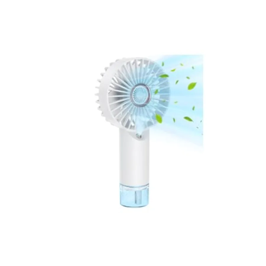 Portable Personal Misting Fan, Handheld Rechargeable Cooling Fan, 3-Speed, Suitable for Travel, Beach and Office Use White