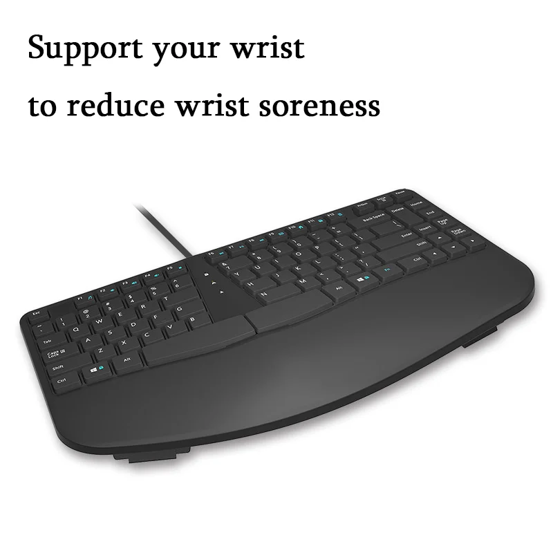 CHYI Wired Ergonomic Keyboard USB Gaming Split Keyboard With Wrist Rest For Computer Notebook Desktop Laptop PC Office Home