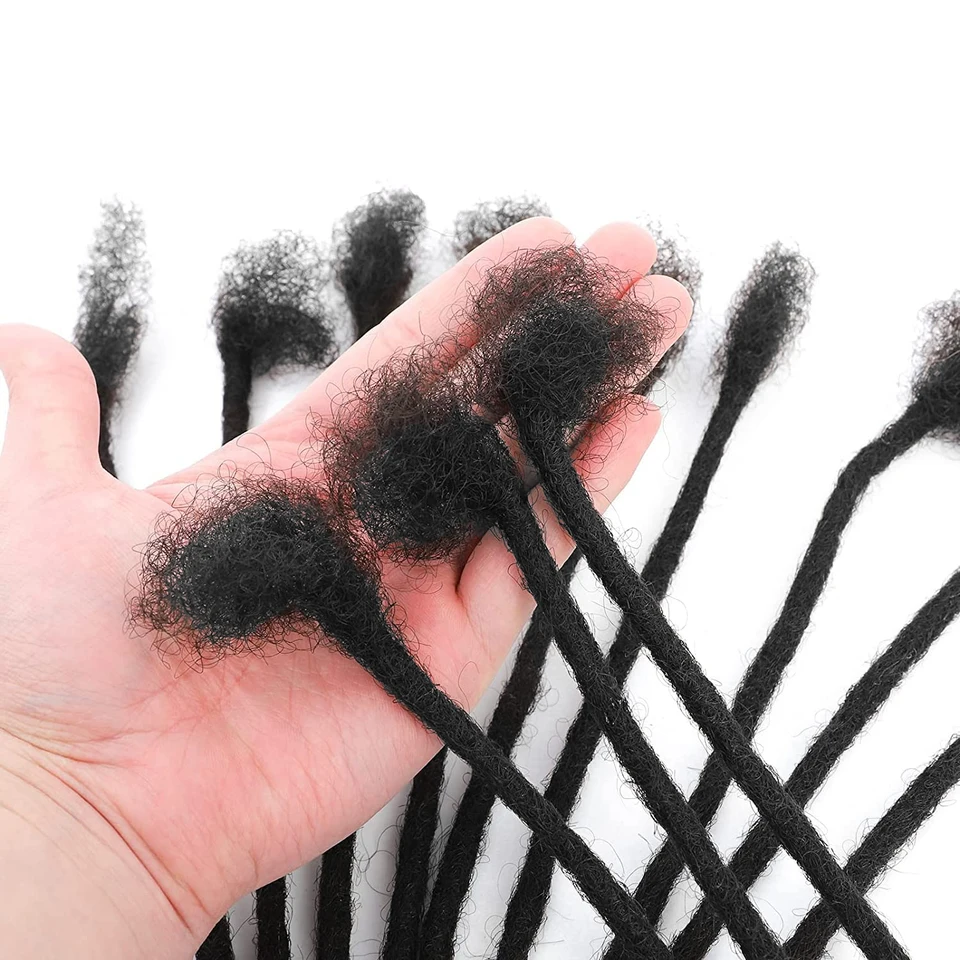Extensiones de dreadlocks sintéticas de fibra, 10 pulgadas de ancho, 30 mechones, negras, hechas a mano, permanentes, para mujer/hombre/niños 6