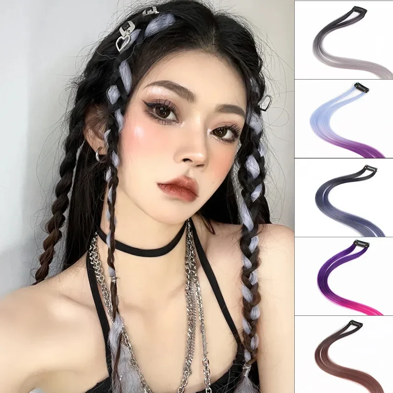 

Hanging Ear-dye Wig Women Hair Extension Tools Seamless Braided Hair Rope Ponytail Braid Twist Color Hanging Ear-dye Hair Pieces