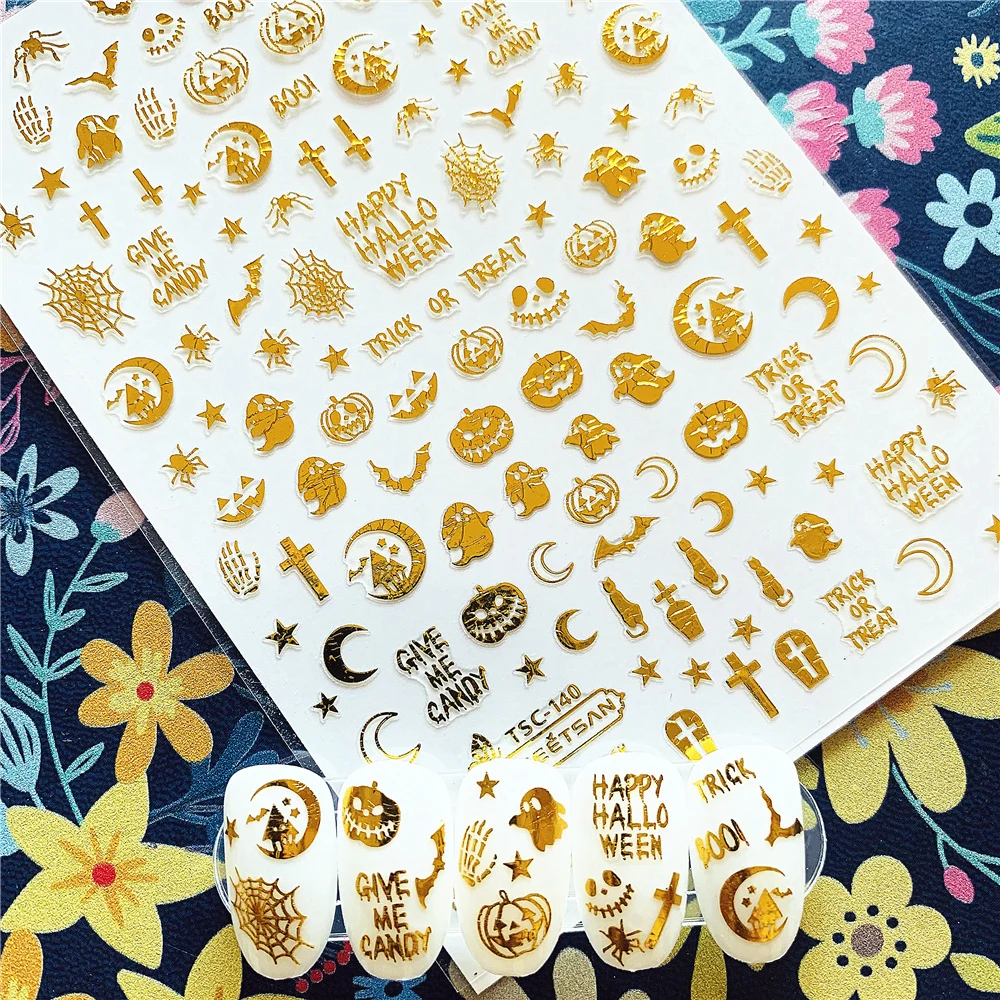 

Newest TSC-140B Halloween series fashion english alphabet 3d nail art stickers decal template diy nail tool decoration