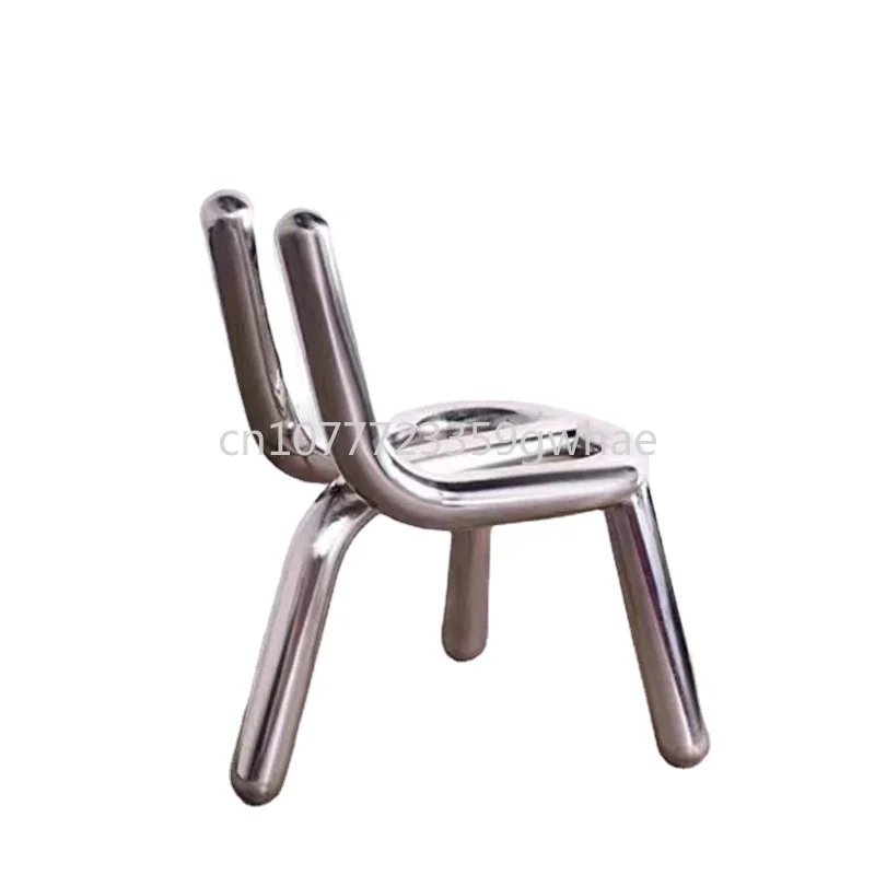 Custom Nordic Modern Design Stainless Steel Elbow Adult Styling Chair Electroplating Shaped Back Chair