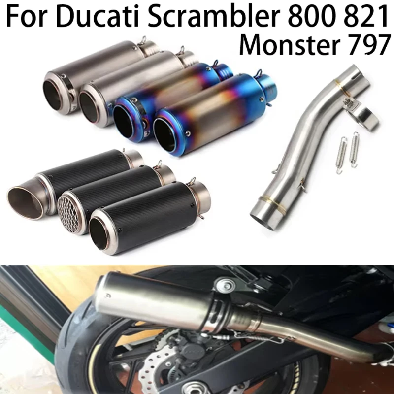

Для мотоциклов Ducati Scrambler 800, 821, Classic и Monster 797, выхлопная труба, задняя часть выхлопной системы, соединение переднее/промежуточное, глушитель и система slip on.