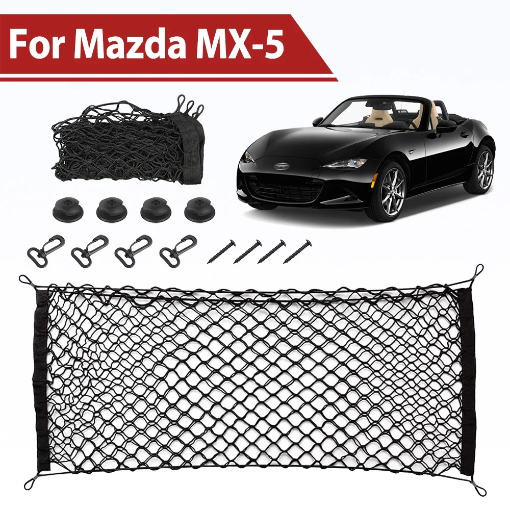 

Car Trunk Organizer Storage Net Bag For Mazda MX-5 MX 5 MX5 1998-2025 Car Accessories Elastic Mesh Hanging Nets Storage Rack