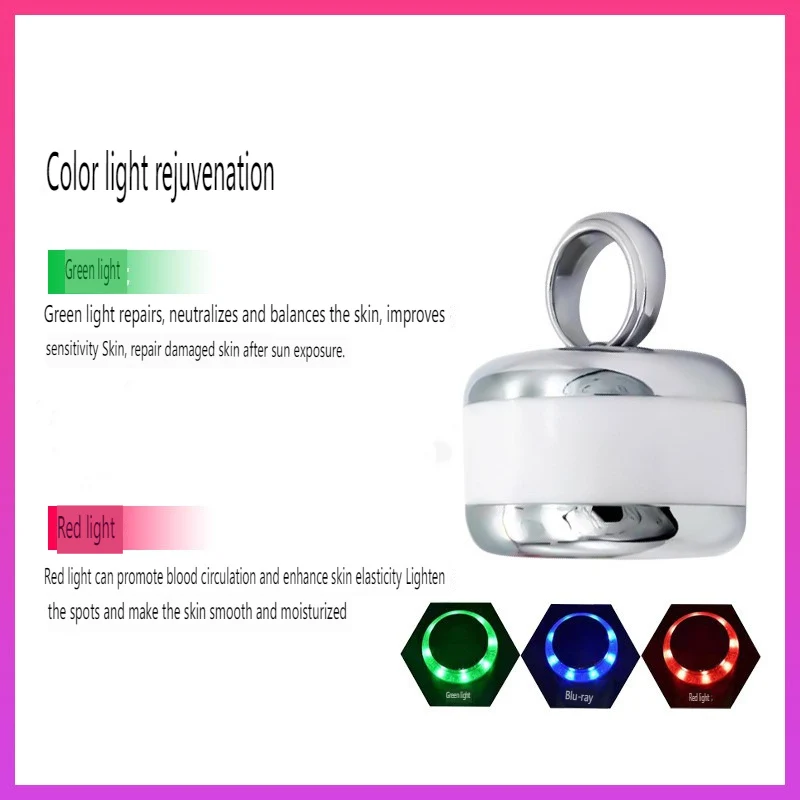 Electric Facial Beauty Device, LED Color Light, Vibration Massage, Face Care, Lifting, Improving Fine Lines Button Cell ML-057