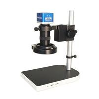 Mini Blue 4K Ultra HD Sony CMOS Industrial Camera Type C Digital Video Microscope Adjustable Zoom 8X-130X C-Mount Lens Table